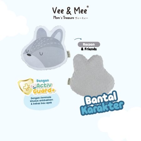 Vee And Mee Bantal Print Kids Raccoon & Friend Series